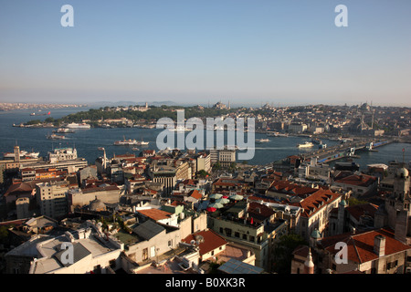 TUR Turquie Istanbul pont de Galata corne d'Mosquées Banque D'Images