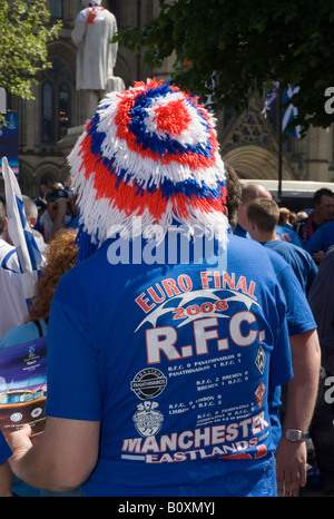 Fans des Glasgow Rangers à Manchester pour la finale de la Coupe de l'UEFA 0 Rangers Zénith Saint-Pétersbourg 2, 14 mai 2008 Banque D'Images