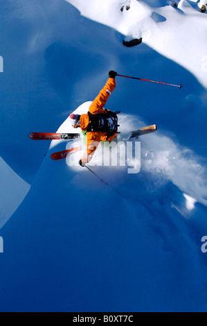 Skieur dans la station de ski Val d'sier, France, Alpes Banque D'Images