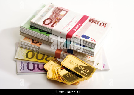 Barres d'or et l'euro Banque D'Images