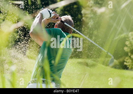 Joueur de golf, vue arrière Banque D'Images