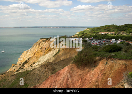 Les falaises d'Alum Bay, île de Wight. Banque D'Images