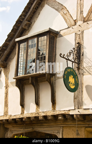 La baie vitrée et le signe du signe de l'Ange, auberges et hôtels dans Wiltshire Lacock Angleterre UK UE Banque D'Images