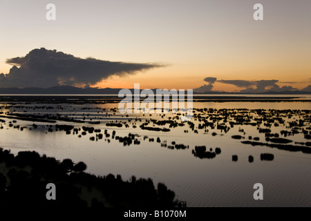 L'aube sur le lac Titicaca - Puno, dans le sud-est du Pérou près de Banque D'Images