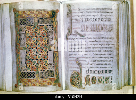 Livre de Durrow. Manuscrit enluminé. Livre de l'Evangile. Fin du viie siècle Banque D'Images