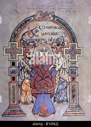Livre de Kells. 8e siècle. L'Arrestation du Christ Evangile de saint Matthieu. L'Irlande Banque D'Images