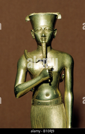 Statuette en or d'Amon, Karnak. 945-664 avant J.-C., l'Égypte ancienne. Banque D'Images