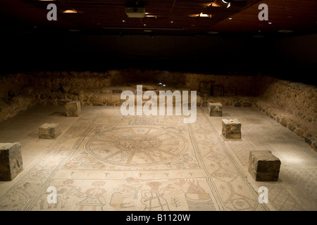 Israël Beit She'une synagogue Beit Alpha Vallée de la mosaïque de la salle de prière 6e siècle Banque D'Images