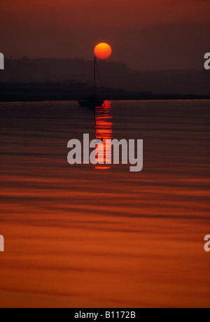 Le coucher du soleil et mer, Skerries, comté de Dublin, Irlande Banque D'Images