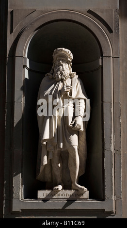 Florenz, Uffizien, Skulptur von Leonardo da Vinci La Façade an der Banque D'Images