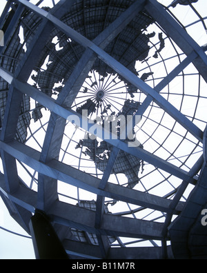 ETATS-UNIS CARTE UNISPHERE GLOBE (©GILMORE D CLARKE 1964) FLUSHING MEADOWS CORONA PARK QUEENS NEW YORK CITY USA Banque D'Images