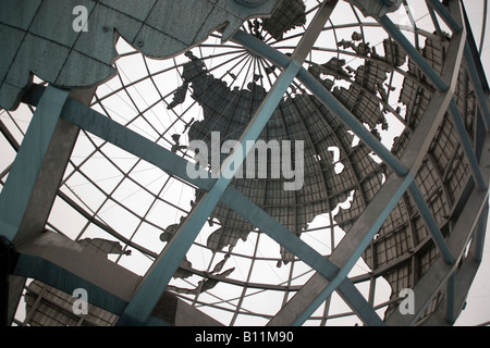 La carte ASIE UNISPHERE GLOBE de Flushing Meadows Corona Park QUEENS NEW YORK CITY USA Banque D'Images