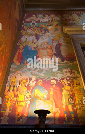 Peinture murale DU CANAL DE PANAMA ROOSEVELT ROTUNDA MUSÉE AMÉRICAIN D'HISTOIRE NATURELLE DE MANHATTAN NEW YORK USA Banque D'Images