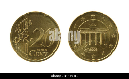 Pièce de vingt centimes de macro Banque D'Images