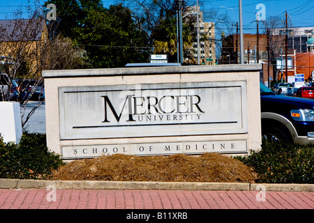 École de médecine de l'Université Mercer signe à Macon Georgia USA Banque D'Images