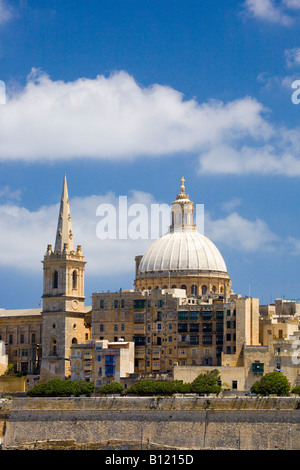 À partir de la valette Msida Malte St Paul's Anglican Cathedral Banque D'Images