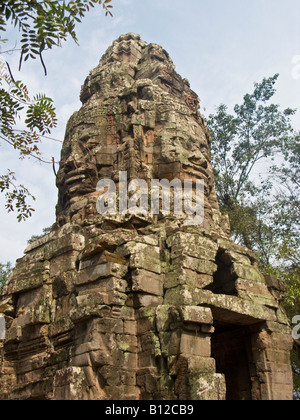 Porte d'entrée, Ta Prohm temple, Angkor, Cambodge Banque D'Images