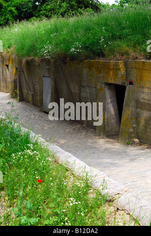 Des bunkers de poste de secours avancé à Essex Farm Cemetery Ypres Belgique Banque D'Images