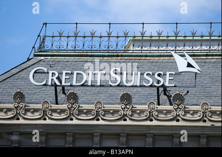 Logo du Credit Suisse sur le dessus du siège à Zurich, Suisse Banque D'Images