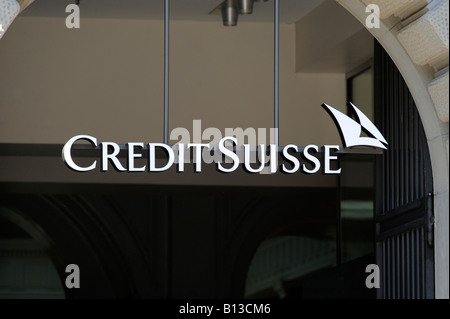 Logo du Credit Suisse sur le dessus du siège à Zurich, Suisse Banque D'Images