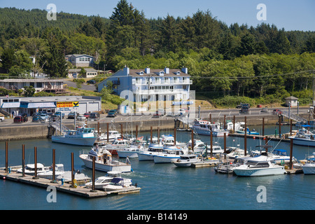 Quais de pêche, la vieille ville de Florence, rivière Siuslaw, Oregon, USA Banque D'Images