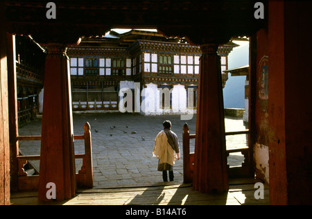 Trongsa Dzong du Bhoutan à l'intérieur de la cour Banque D'Images