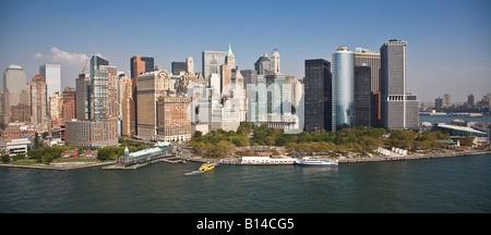 Vue aérienne de Battery Park City, Battery Park et le Sud de Manhattan. Banque D'Images