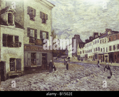 Beaux-arts, Sisley, Alfred, (1839 - 1899), peinture, 'Street à Marly", huile sur toile, 50 x 65 cm, 1876, galerie d'arts communautaires, Mannheim, Allemagne, l'artiste a le droit d'auteur , de ne pas être effacé Banque D'Images