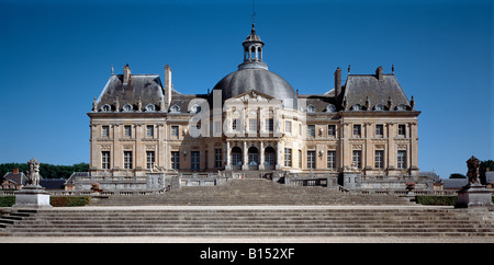 Vaux-le-Vicomte, Le Château, vue du parc, Totale Gartenfront Banque D'Images