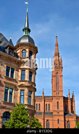 Marktkirche et Rathaus à Wiesbaden, Allemagne. Banque D'Images