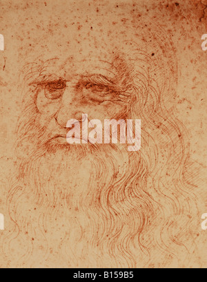 Beaux-arts, Da Vinci, Leonardo (1452 - 1519), la sanguine, "portrait", vers 1510, Galleria Sabauda, Turin, Italie, l'artiste n'a pas d'auteur pour être effacé Banque D'Images