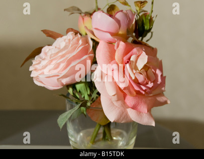 Roses en soie dans un bocal en verre Banque D'Images