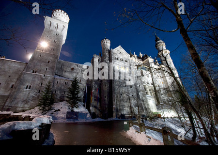 L'Allemagne, la Bavière, le château de Neuschwanstein dans la nuit Banque D'Images