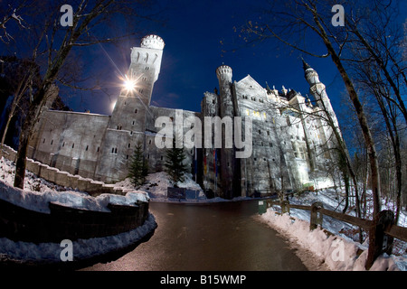 L'Allemagne, la Bavière, le château de Neuschwanstein dans la nuit Banque D'Images