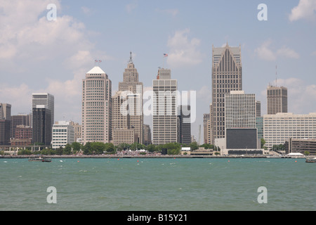 Le centre-ville de Detroit, au vu de la rivière Détroit. Banque D'Images