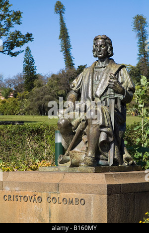 dh Parque de Santa Catarina FUNCHAL MADÈRE Christophe Colomb statue histoire cristopher Banque D'Images