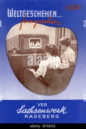 Diffusion, télévision, publicité, perspective du premier téléviseur typ Rembrandt, Allemagne de l'est, vers 1953, Banque D'Images
