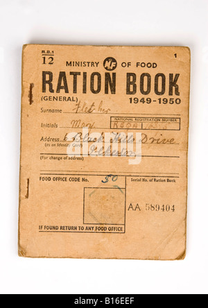 Ration alimentaire britannique livre comme utilisé en 1949 à 1950 Banque D'Images