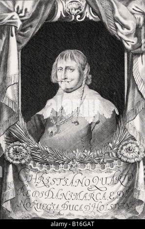 Christian IV du Danemark, 1577 - 1648. Roi du Danemark et de Norvège, duc de Holstein. Après une gravure de Johann Alexander Boener. Banque D'Images