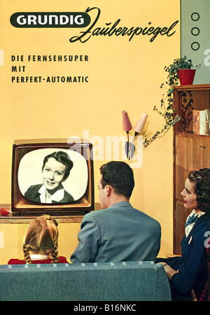 Diffusion, télévision, publicité, Grundig publicité, Allemagne, 1958, Banque D'Images