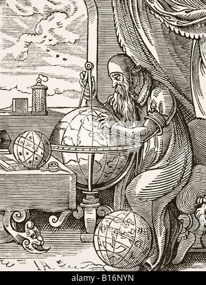 Astronome et cosmographe allemand, après une gravure en bois datant de 16th ans par Jost Amman. Banque D'Images