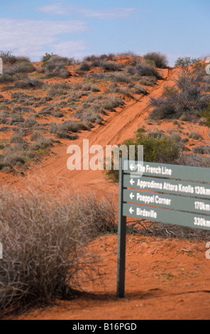 Ligne française voie Simpson Desert Australie Australie du Sud Banque D'Images