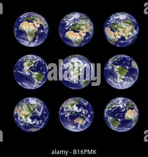 Planète Terre, ultrahigh resolution, topographie réelle le rendu. Nuit étoilée noire contre l'arrière-plan. Différents angles de terre Banque D'Images