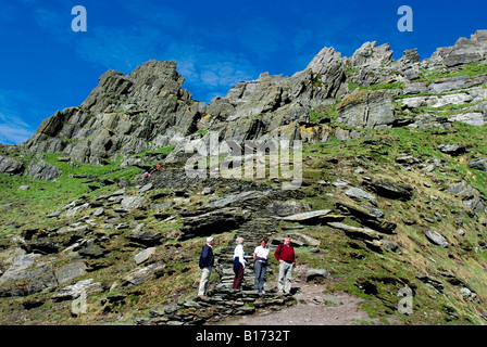 Le site du patrimoine mondial de l'UNESCO, Skellig Michael, îles Skellig, comté de Kerry, Irlande Banque D'Images