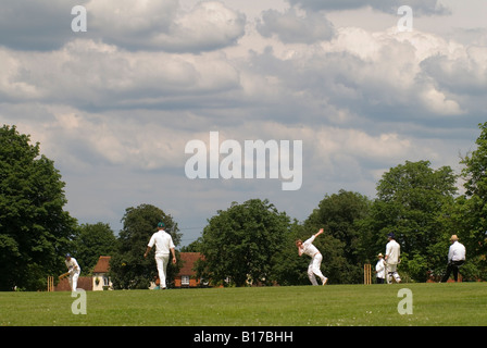 Match de cricket du village. Wisborough Green, West Sussex 2008 2000 UK HOMER SYKES Banque D'Images