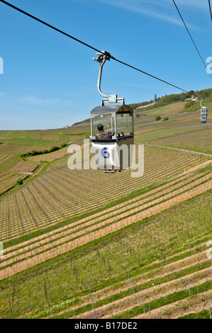 Le Seilbahn {} téléphérique de Rüdesheim à Niederwald monument, de l'Allemagne. Banque D'Images