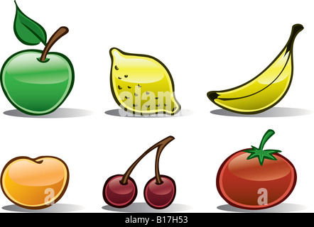 Fruits simples icônes # 1 Banque D'Images