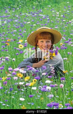 Anne of Green Gables en champ de fleurs, Lisa Wey Banque D'Images