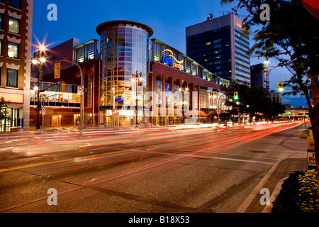 MTS Centre sur l'avenue Portage (accueil de l'équipe de hockey le Moose du Manitoba), Winnipeg, Manitoba, Canada. Banque D'Images