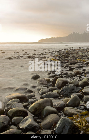 Les couchers se terminant une autre journée à Sombrio beach en Colombie-Britannique, Canada. Banque D'Images